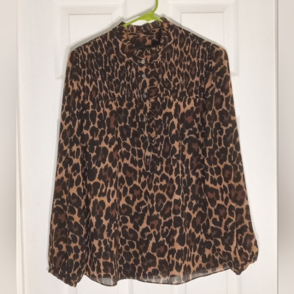 J. Crew Leopard Print Blouse - Brown and Black